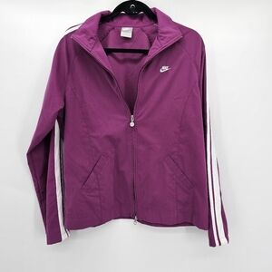 Nike purple striped embroidered windbreaker jacket women's size large